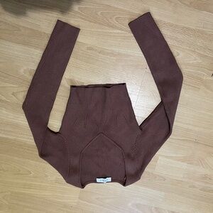 Sweetheart rib knit sweater knit top crop cropped AYA Officials S small brown xs